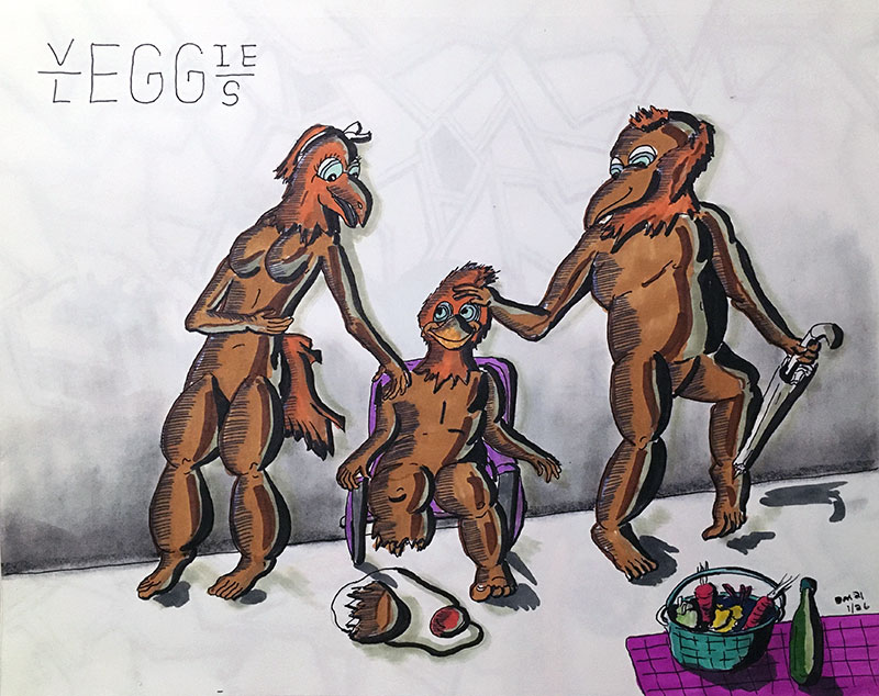 Image showing an art piece called Veggie Egg Leggs by David Mielcarek on 20210126