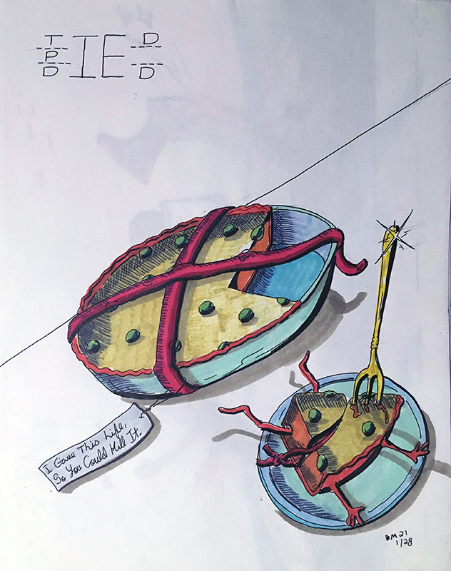 Image showing an art piece called Tied Pie Died by David Mielcarek on 20210128