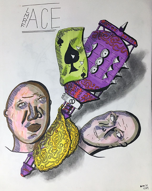 Image showing an art piece called Lace Mace Race Face by David Mielcarek on 20210129