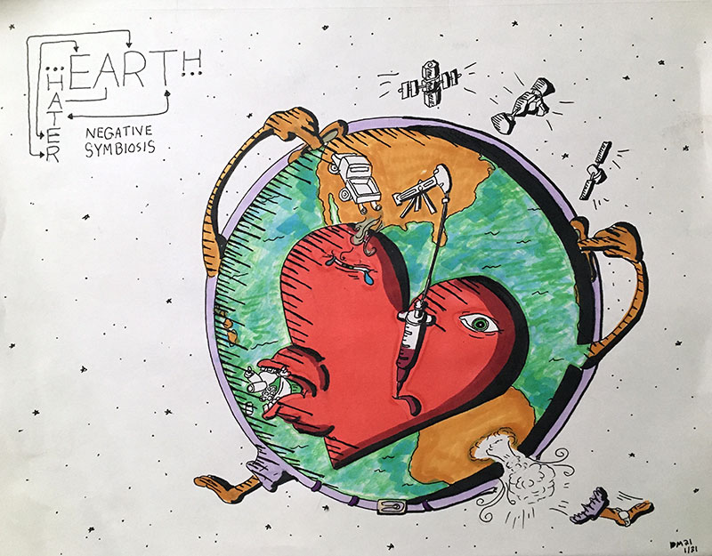 Image showing an art piece called Earth Heart Hater by David Mielcarek on 20210131