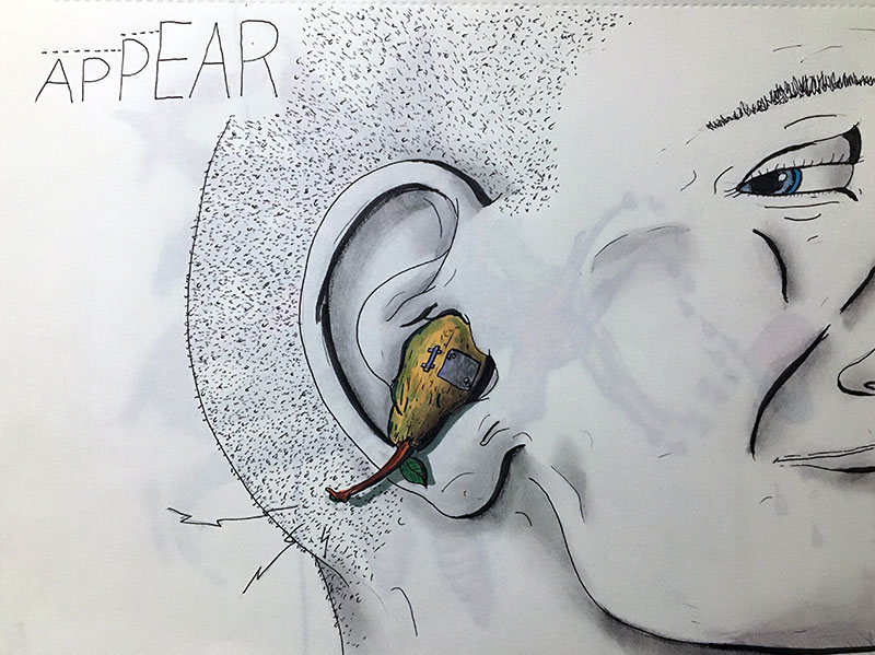 Image showing an art piece called Ear Pear Appear by David Mielcarek on 20210215
