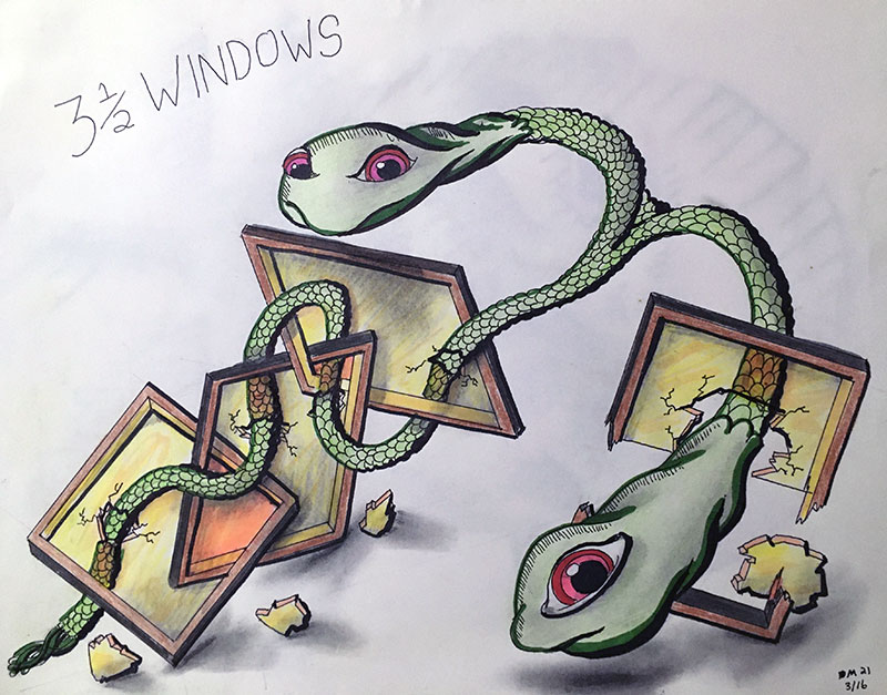 Image showing an art piece called 3 1/2 Windows by David Mielcarek on 20210316