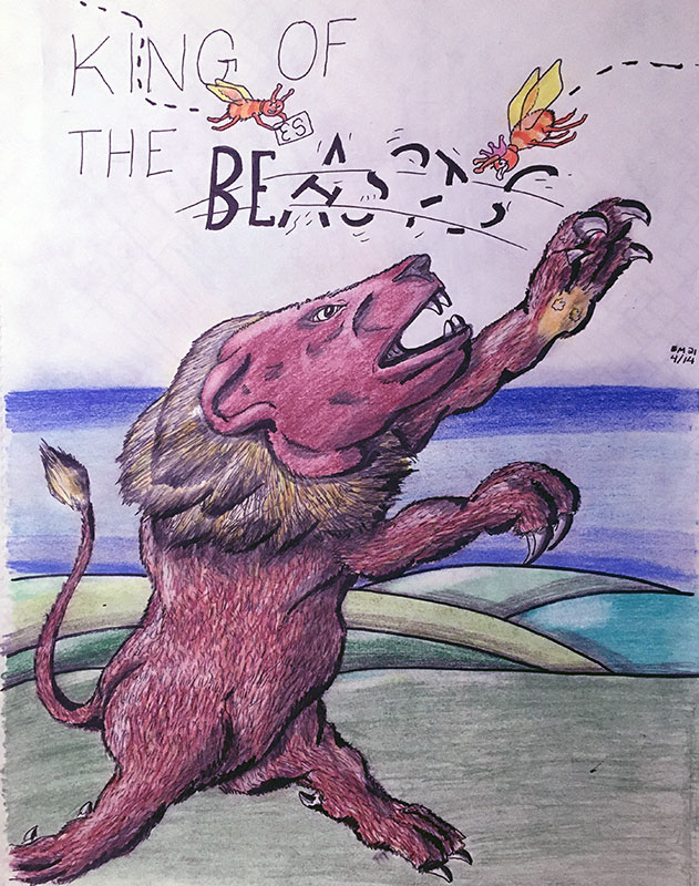 Image showing an art piece called The King Of The Beasts/Bees by David Mielcarek on 20210414