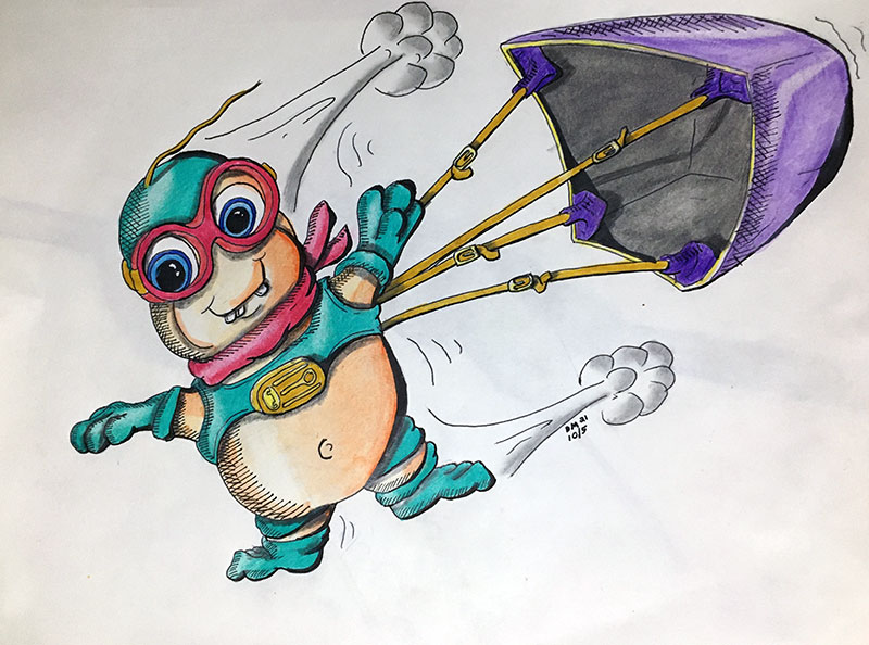 Image showing an art piece called Happy Parachuting Minion by David Mielcarek on 20211005