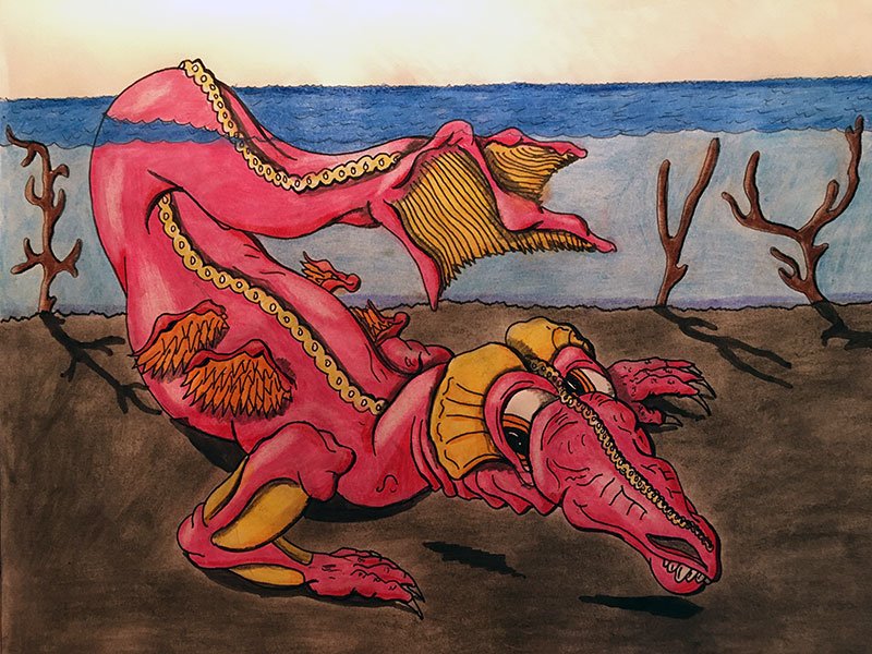 Image showing an art piece called Lounging Dragon Lizard by David Mielcarek on 20211014