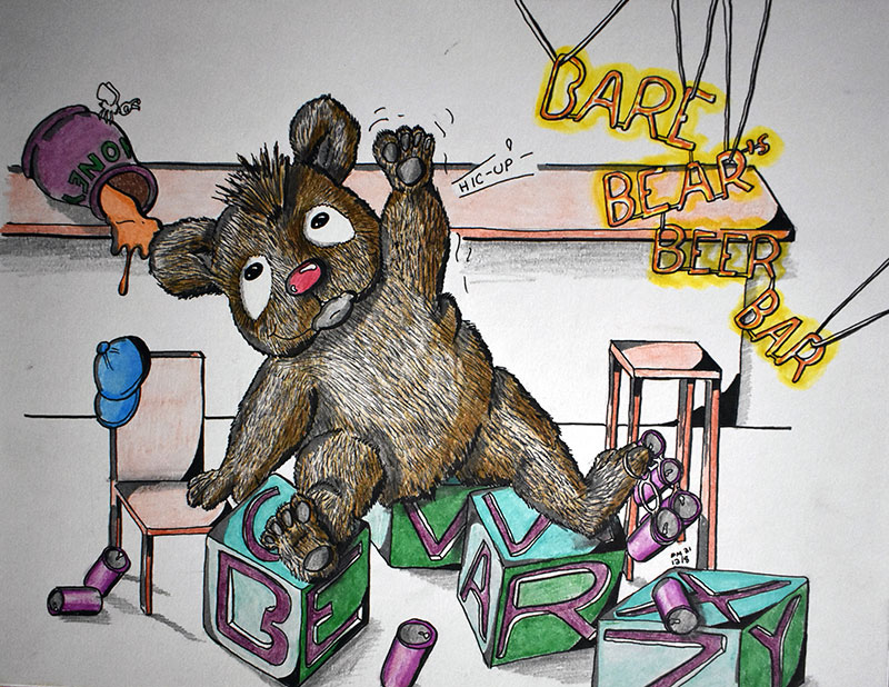 Image showing an art piece called Bare Bear's Beer Bar by David Mielcarek on 20211208