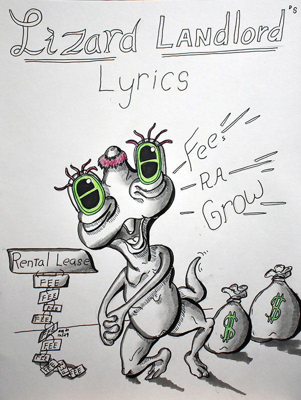 Image showing an art piece called Lizard Landlord's Lyrics by David Mielcarek on 20211229
