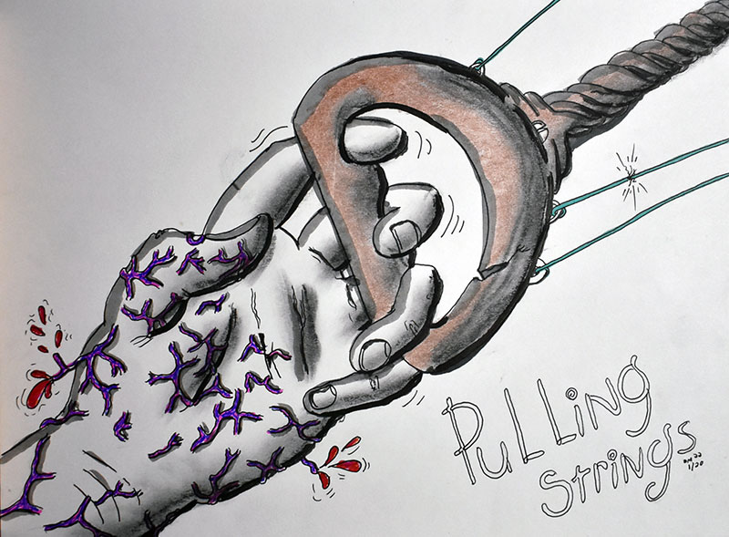 Image showing an art piece called Pulling Strings by David Mielcarek on 20220120