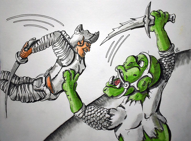 Image showing an art piece called Study Of Form - Knight Fighting Orc by David Mielcarek on 20220213
