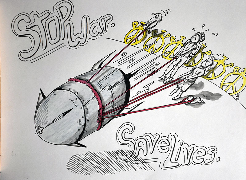 Image showing an art piece called Stop War.  Save Lives. by David Mielcarek on 20220303