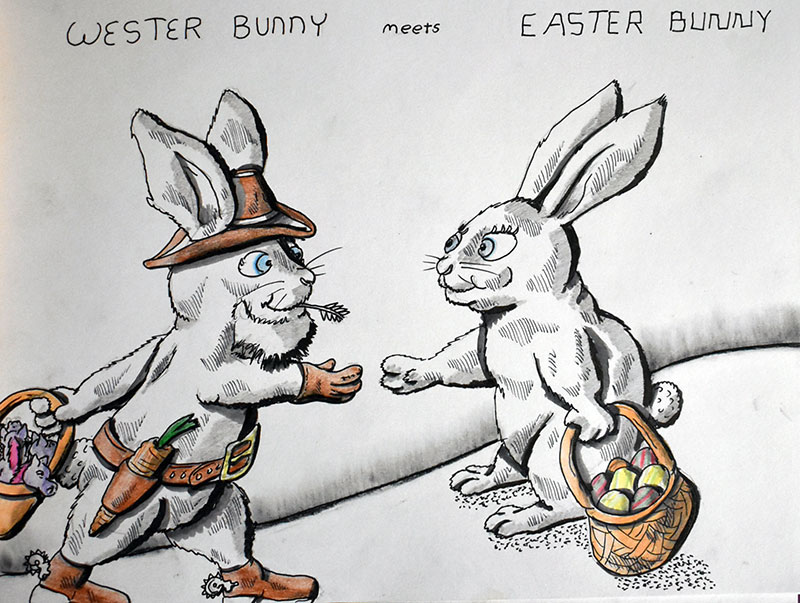 Image showing an art piece called Wester Bunny meets Easter Bunny by David Mielcarek on 20220417