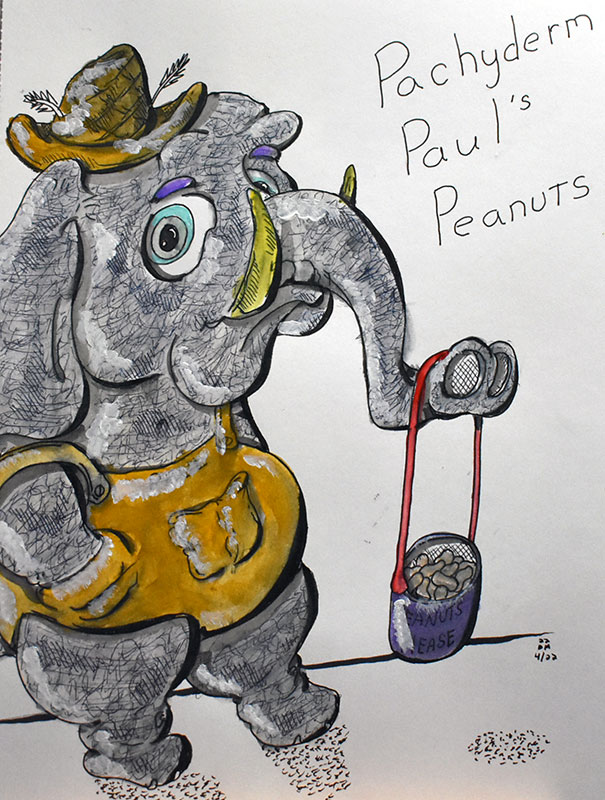 Image showing an art piece called Pachyderm Paul's Peanuts by David Mielcarek on 20220422