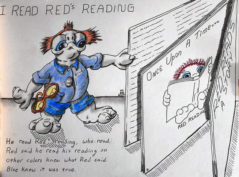 Image showing an art piece called I Read Red's Reading - homonym by David Mielcarek on 20220627