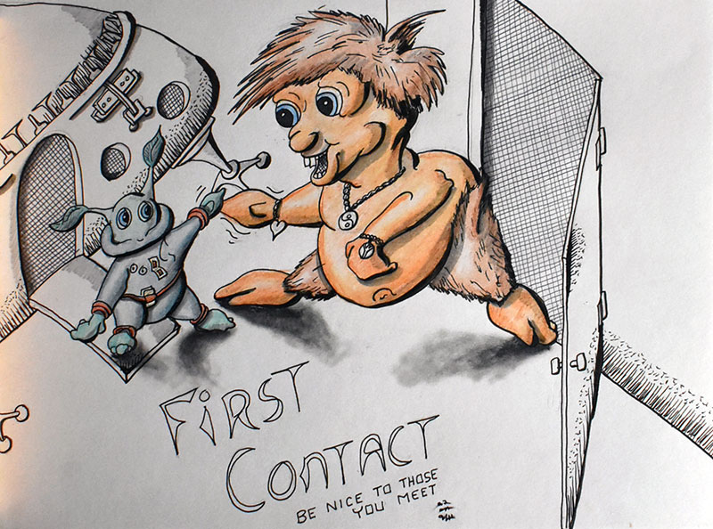 Image showing an art piece called First Contact, Be Nice To Those You Meet by David Mielcarek on 20220911