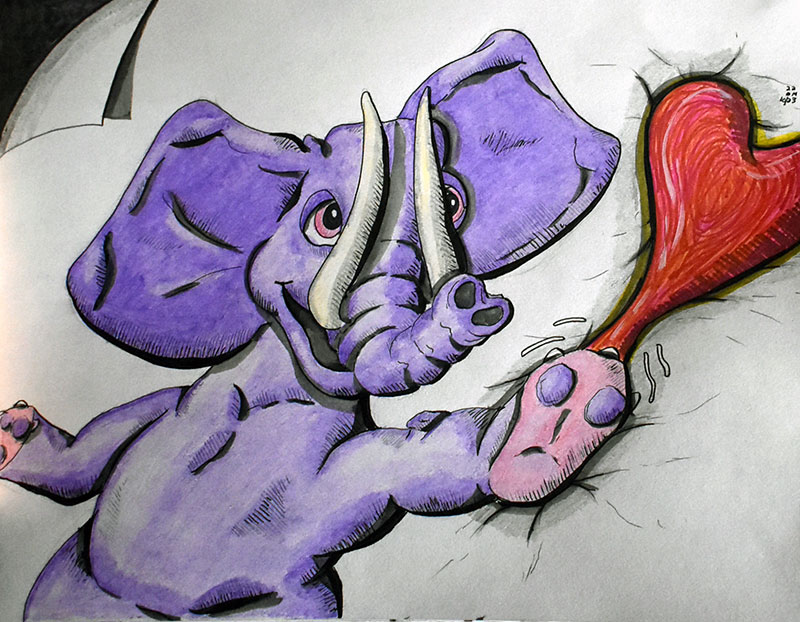 Image showing an art piece called Purple Elephant Makes A Heart by David Mielcarek on 20221023
