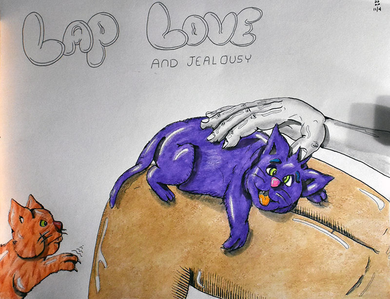 Image showing an art piece called Lap Love And Jealousy by David Mielcarek on 20221104