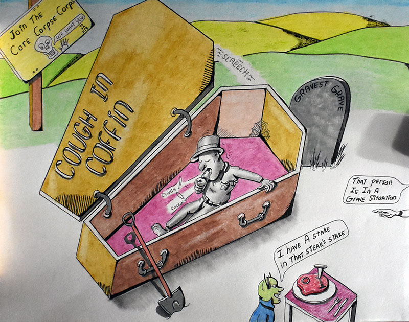 Image showing an art piece called Cough In Coffin by David Mielcarek on 20221109