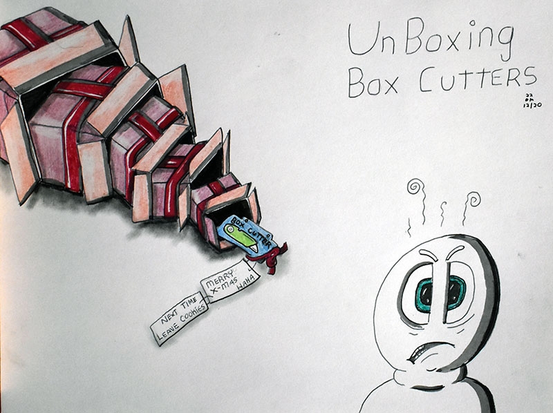 Image showing an art piece called UnBoxing Box Cutters by David Mielcarek on 20221220