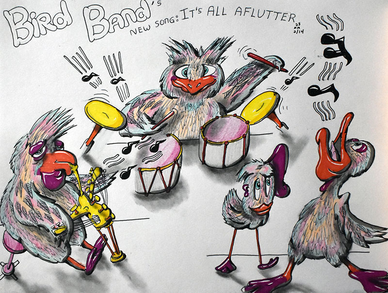 Image showing an art piece called Bird Band's New Song: It's All Aflutter by David Mielcarek on 20230214