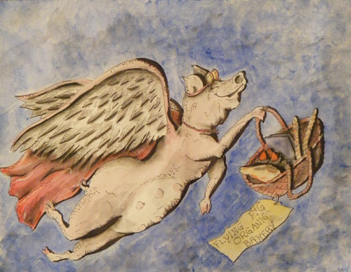 Image showing an art piece called Flying Pig Organic Bakery by David Mielcarek on 20170320
