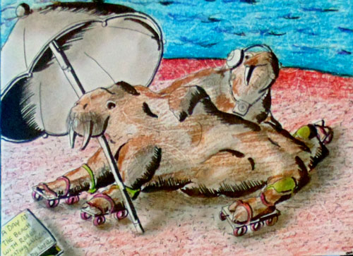 Image showing an art piece called Roller Skating Walruses by David Mielcarek on 20170323