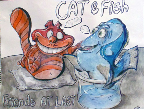 Image showing an art piece called Cat And Fish by David Mielcarek on 20191004