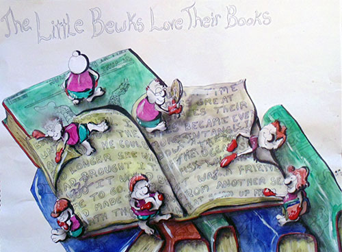 Image showing an art piece called The Little Bewks Love Their Books by David Mielcarek on 20191202