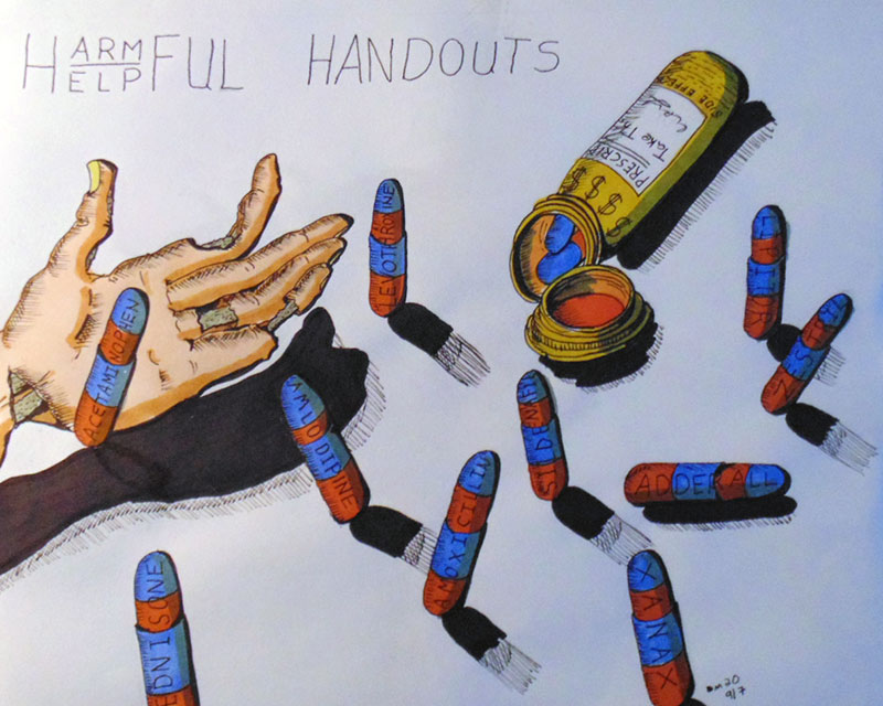 Image showing an art piece called Harmful Helpful Handouts by David Mielcarek on 20201007