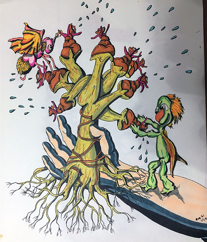 Image showing an art piece called The Watering Tree by David Mielcarek on 20210114