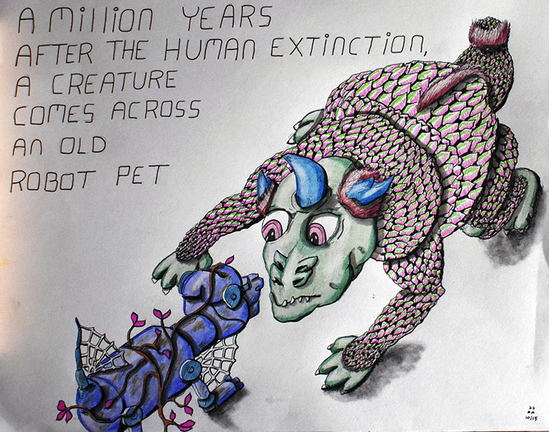 Image showing an art piece called Robot Pet After Human Extinction by David Mielcarek on 20221013