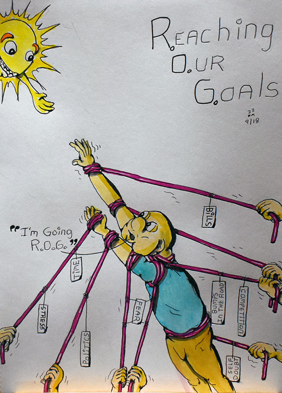 Image showing an art piece called Reaching Our Goals (ROG) by David Mielcarek on 20230918