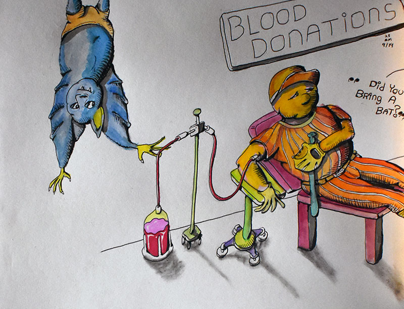 Image showing an art piece called Blood Donations, Brought A Bat by David Mielcarek on 20230919