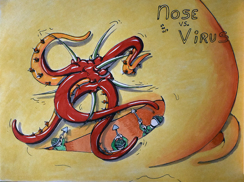 Image showing an art piece called Nose vs. Virus by David Mielcarek on 20231207