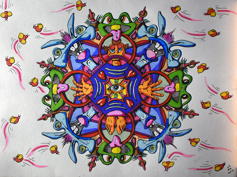 Image showing an art piece called Mandala - Frogs, Rabbits And Other Stuff by David Mielcarek on 20231214