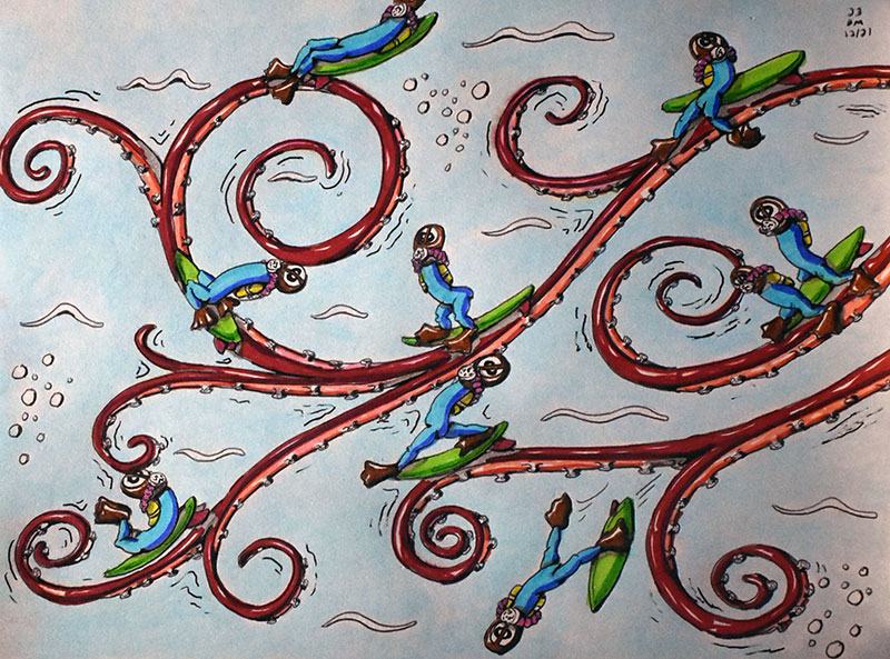 Image showing an art piece called Surfing Tentacles by David Mielcarek on 20231221