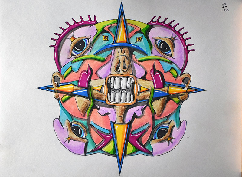 Image showing an art piece called Mandala - With Eyes, Chompers and Ears by David Mielcarek on 20231223