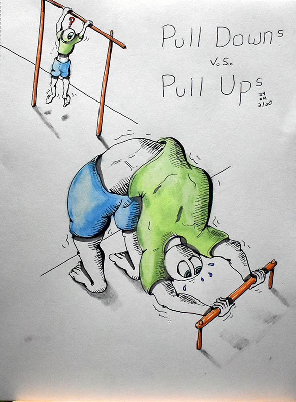 Image showing an art piece called Pull Downs versus Pull Ups by David Mielcarek on 20240220