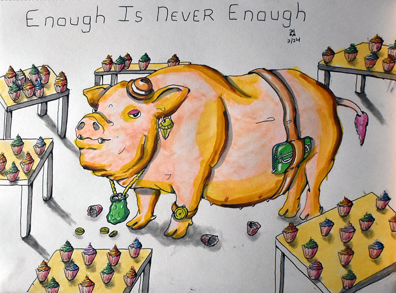 Image showing an art piece called Enough Is Never Enough by David Mielcarek on 20240224