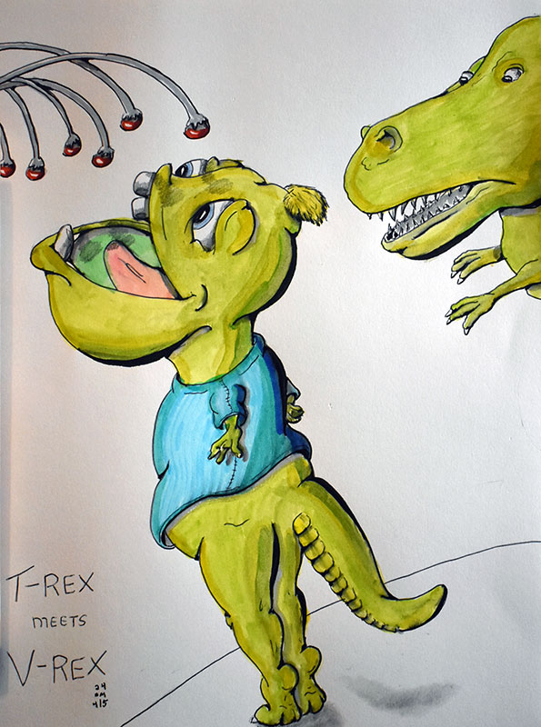 Image showing an art piece called T-Rex Meets V-Rex by David Mielcarek on 20240405