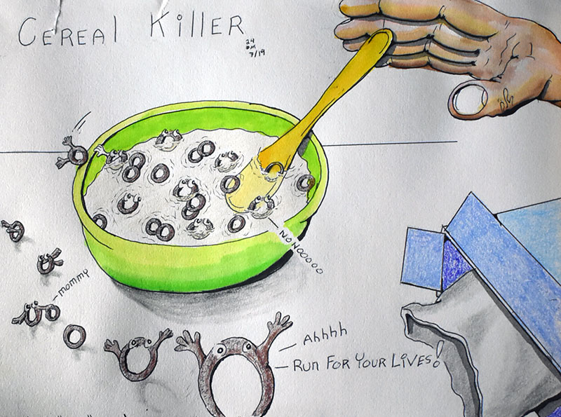 Image showing an art piece called Cereal Killer by David Mielcarek on 20240719