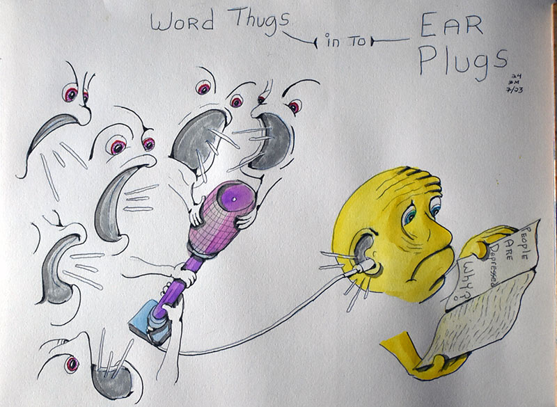 Image showing an art piece called Word Thugs in to Ear Plugs by David Mielcarek on 20240723