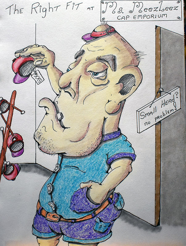 Image showing an art piece called The Right Fitat Ms. MeezLeez Cap Emporium by David Mielcarek on 20250221