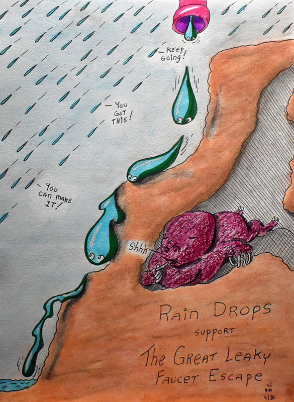 Image showing an art piece called Rain Drops support The Great Leaky Faucet Escape by David Mielcarek on 20250430