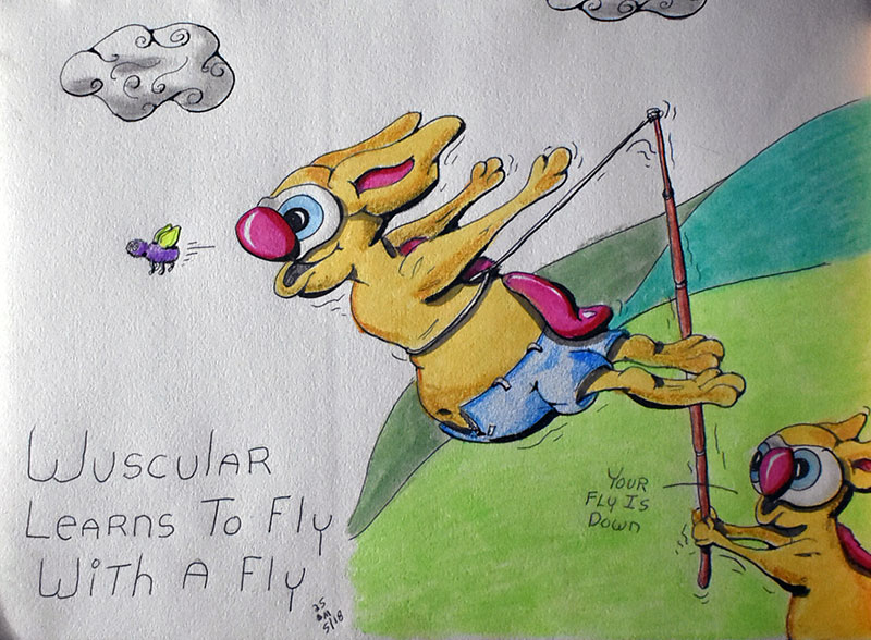 Image showing an art piece called Wuscular Learns To Fly With A Fly by David Mielcarek on 20250518