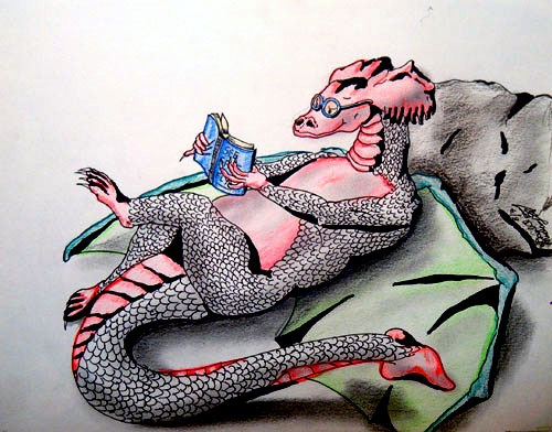 Image showing an art piece called Reading Dragon by David Mielcarek on 20070807