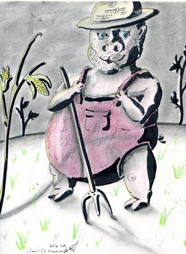 Image showing an art piece called Farmer Pig by David Mielcarek on 20120612