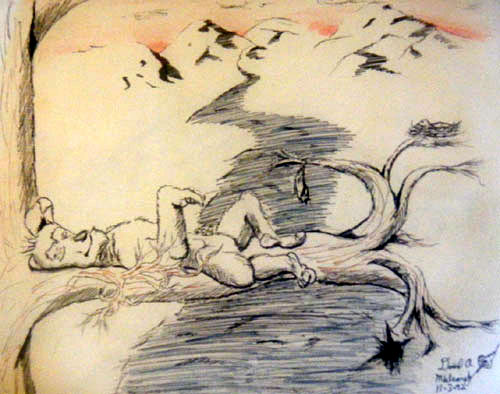 Image showing an art piece called Sleeping Dog Man by David Mielcarek on 19921103