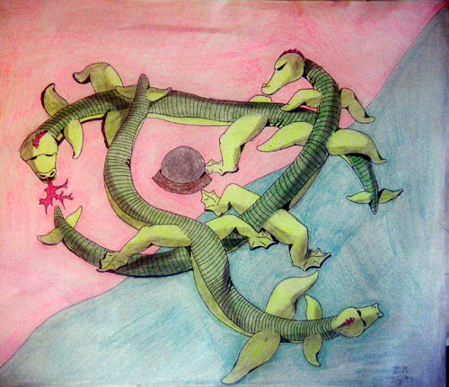 Image showing an art piece called Three Serpents Combine by David Mielcarek on 19940700