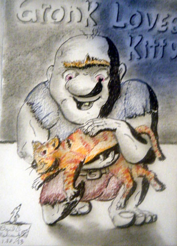 Image showing an art piece called Gronk Loves Kitty by David Mielcarek on 20130130