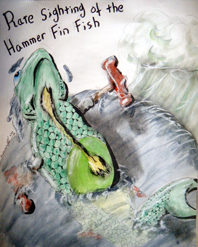 Image showing an art piece called Hammer Fin Fish by David Mielcarek on 20140227